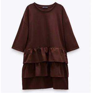 Zara women’s shift dress ruffle mini dress short sleeve size S lightly pre loved